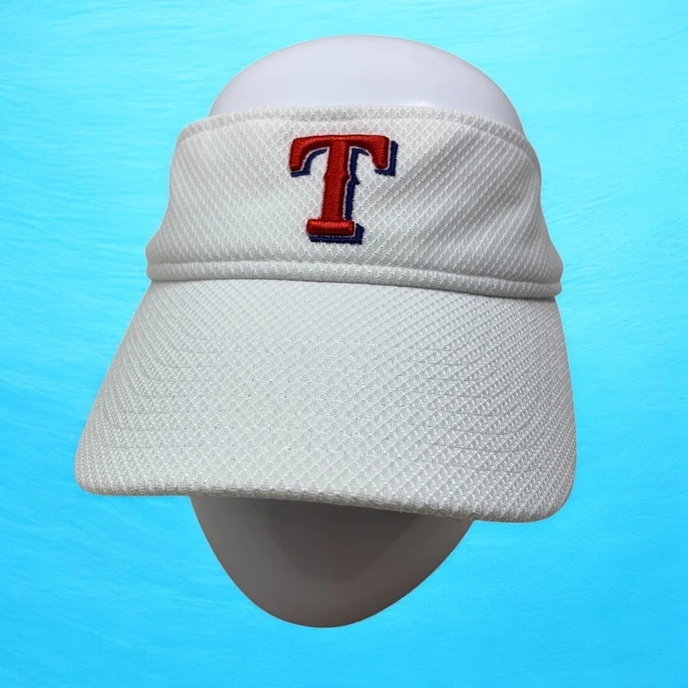Texas Rangers Sun Visor Hat New Era White Pique O/S Baseball MLB Adjustable